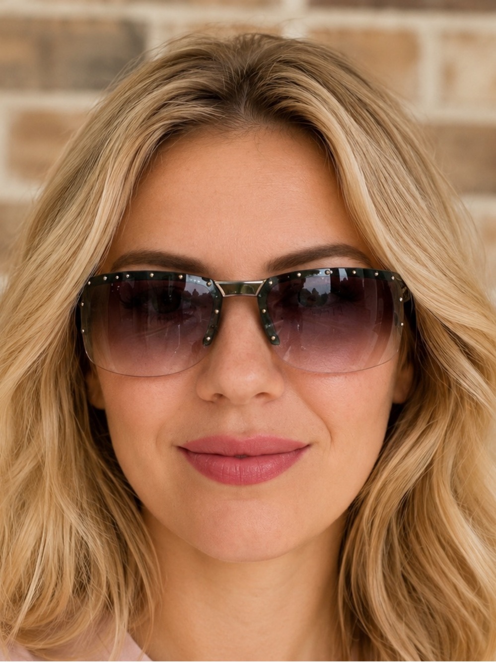 Gucci GG 1827/S Shield Green with Studs Purple Gradient Sunglasses, Y2K, Italy - Picture 2 of 9